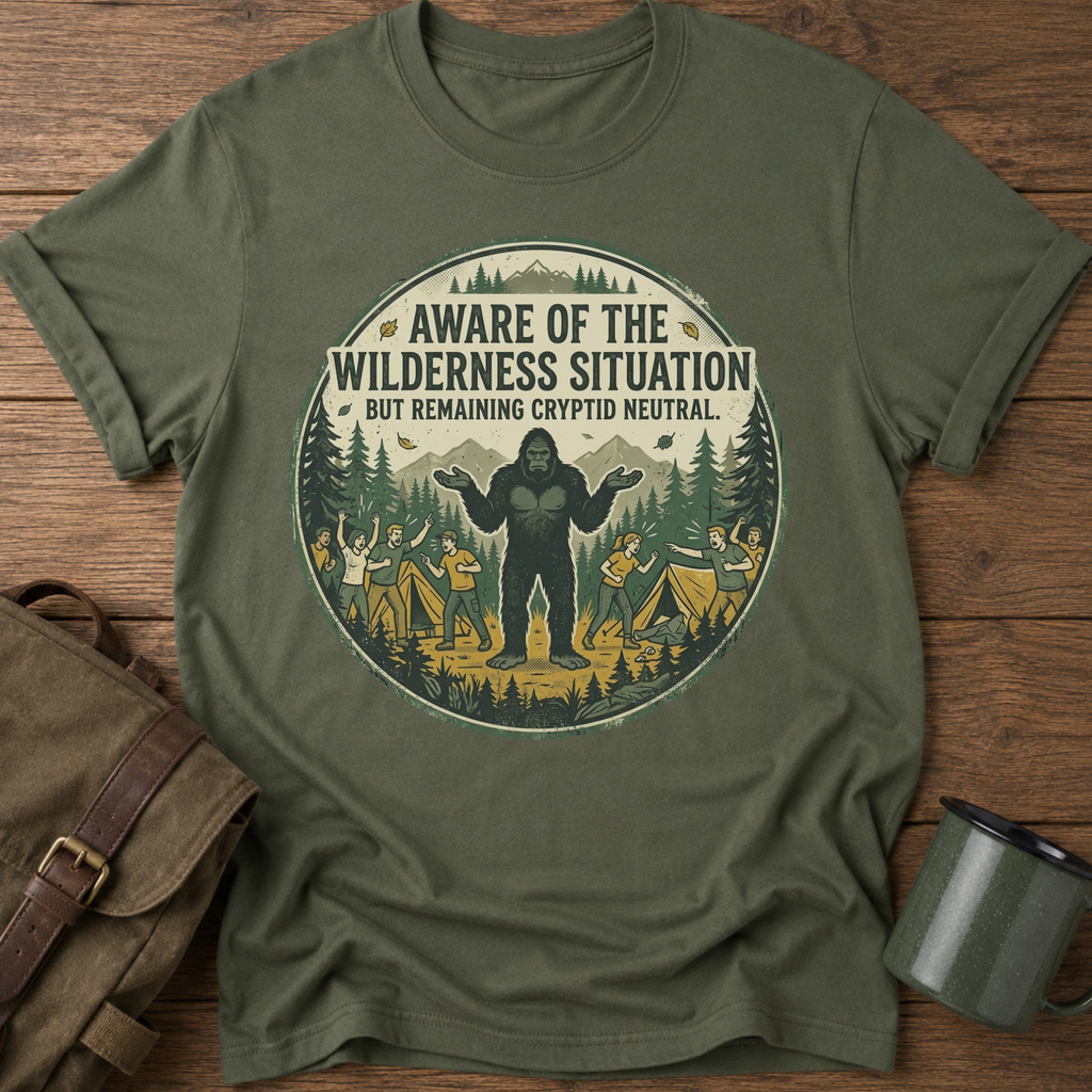Aware of the Wilderness Situation but Remaining Cryptid Neutral Bigfoot T-Shirt