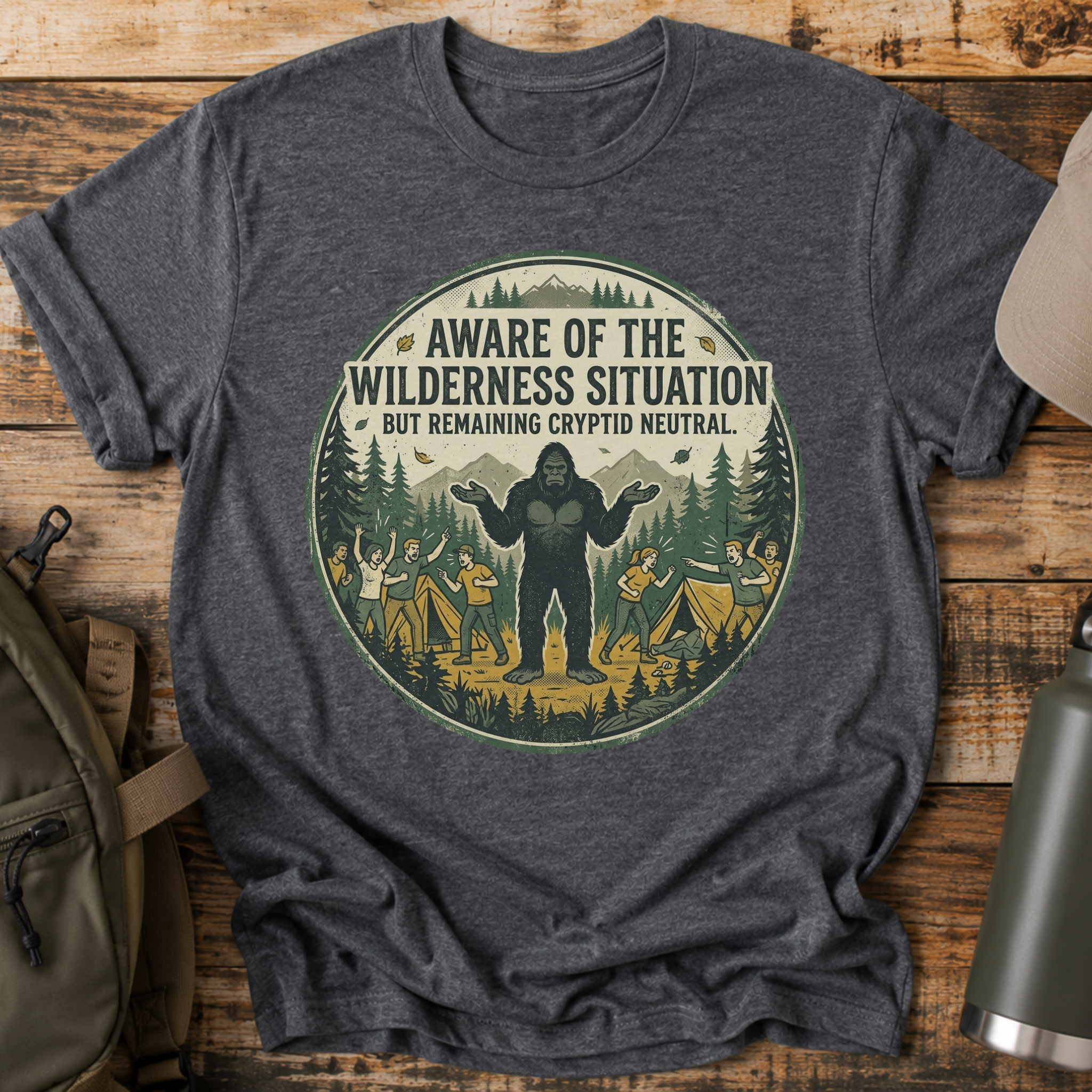 Aware of the Wilderness Situation but Remaining Cryptid Neutral Bigfoot T-Shirt