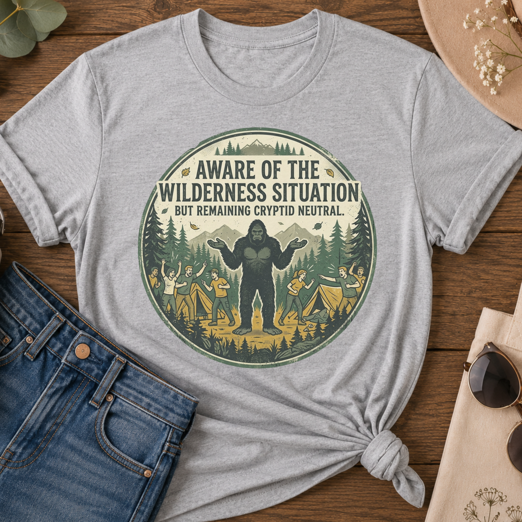 Aware of the Wilderness Situation but Remaining Cryptid Neutral Bigfoot T-Shirt