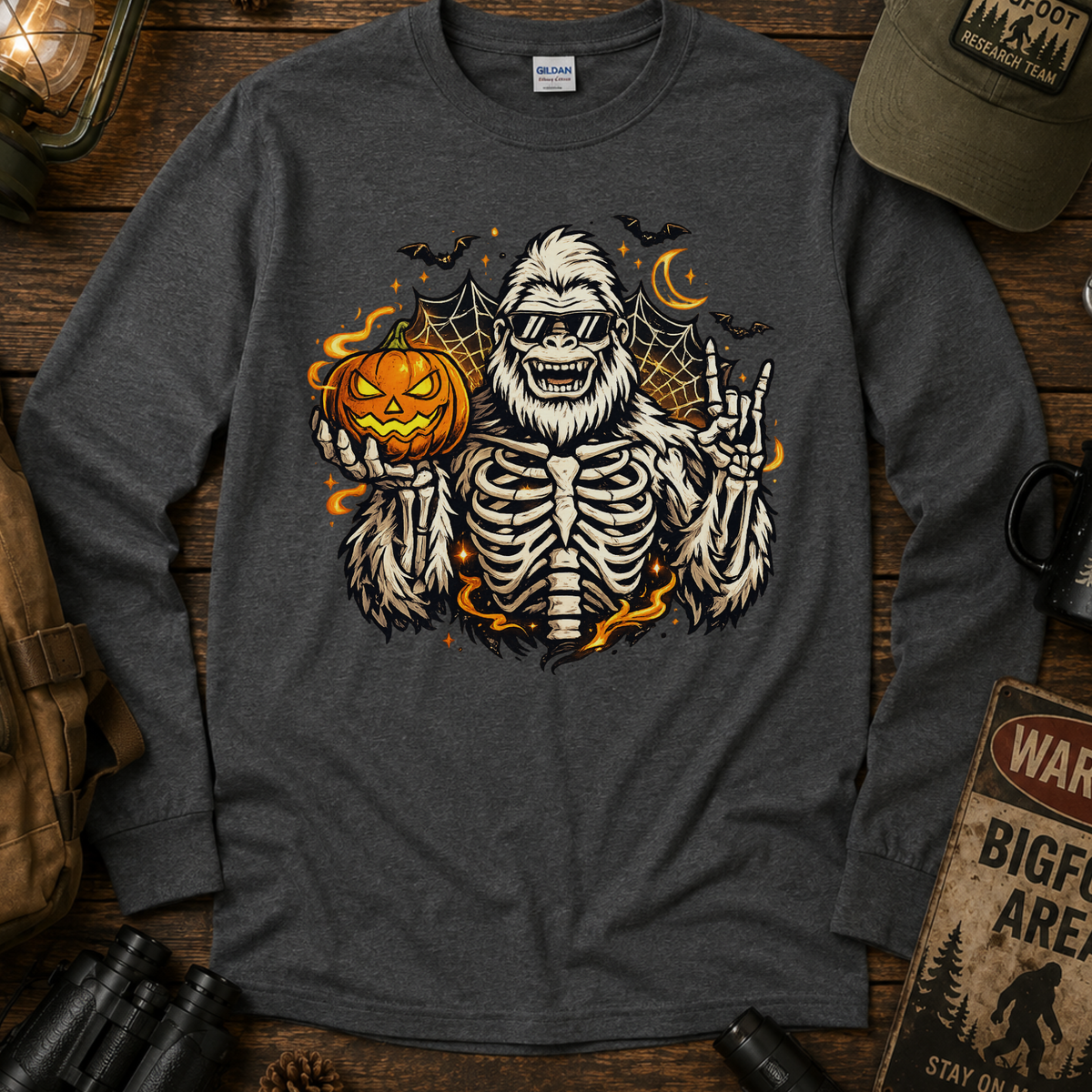 Sasquatch Pumpkin Graphic Tee Fall Shirt Long Sleeve Shirt
