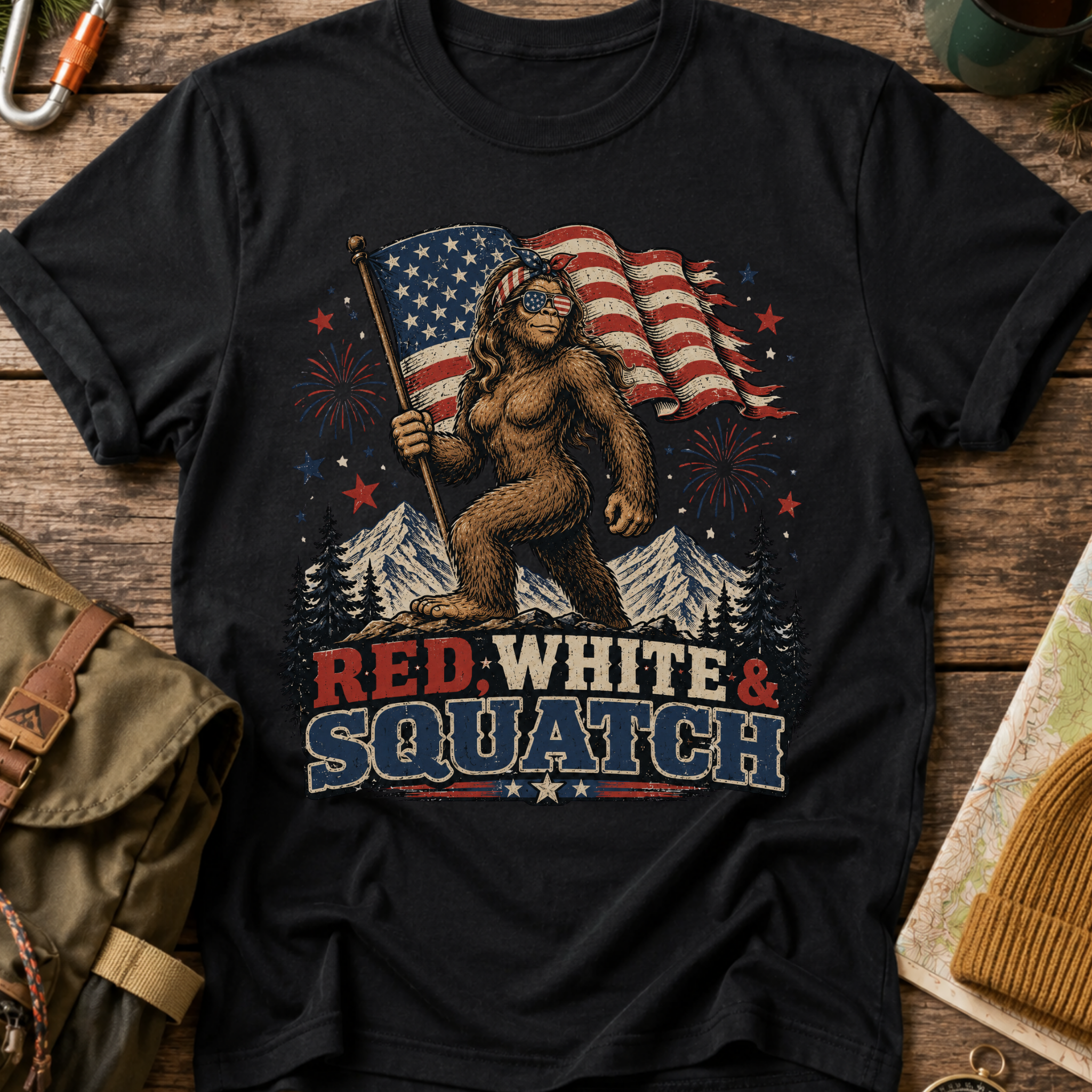 Red, White & Squatch 4th of July T-Shirt
