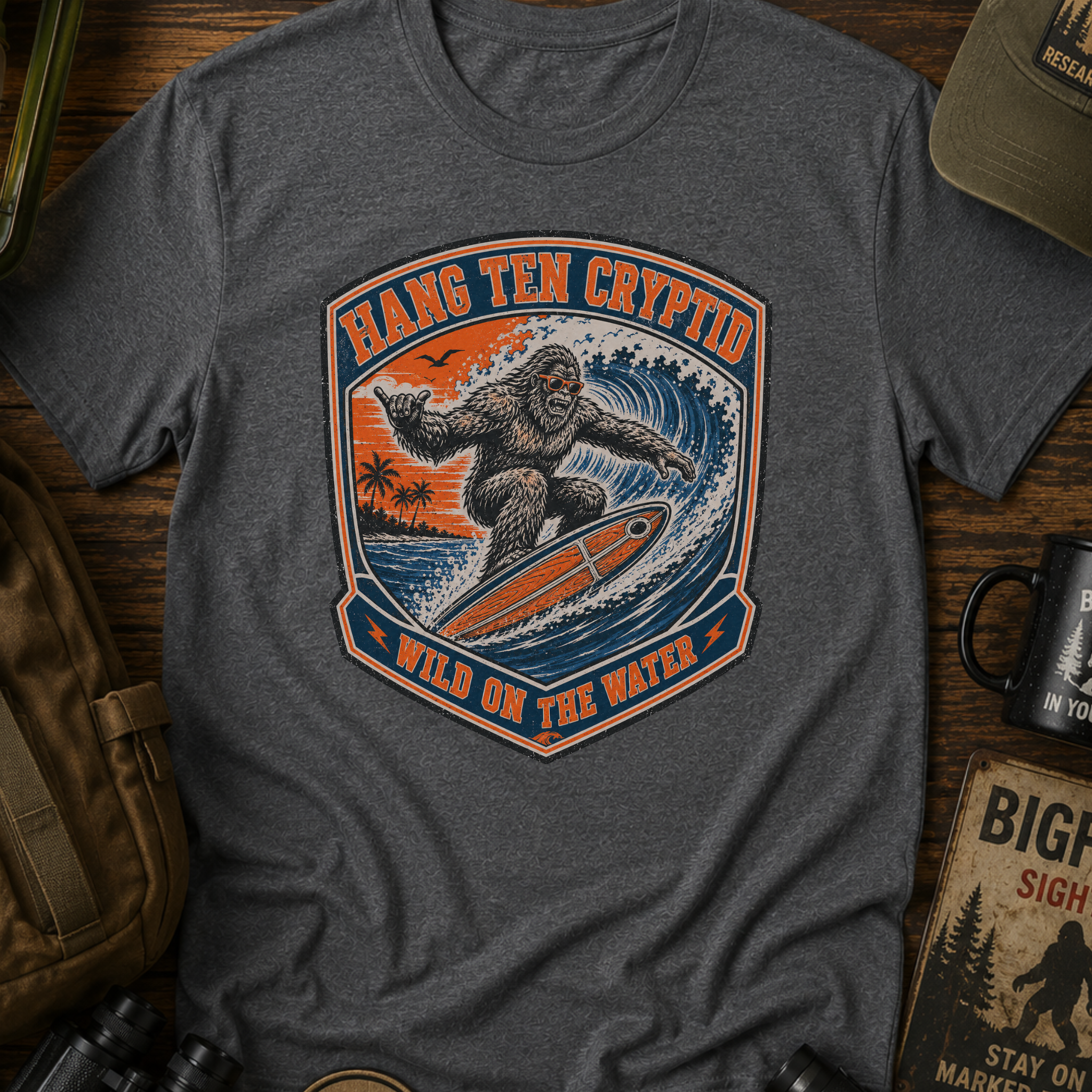 Bigfoot Surfing Badge T-Shirt