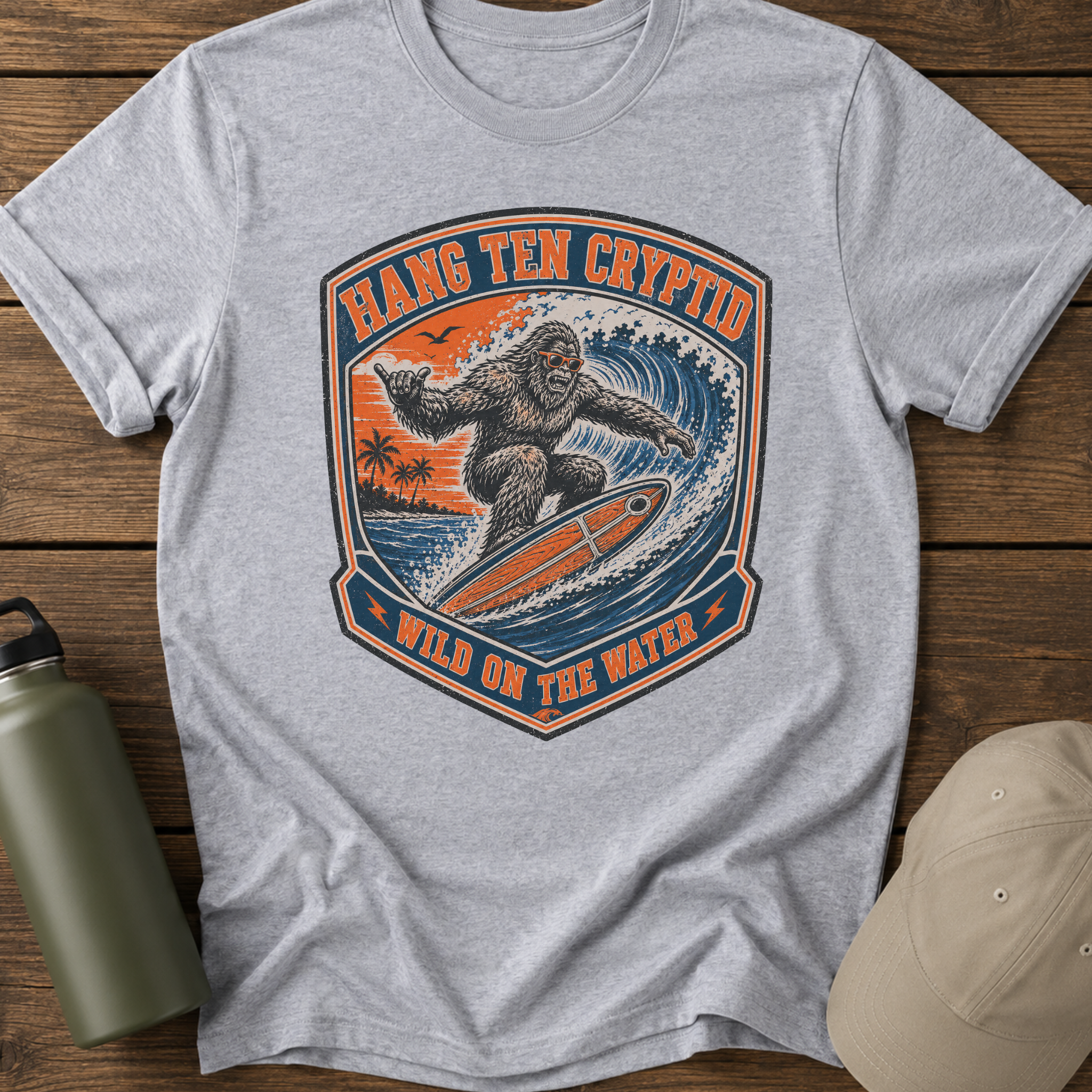 Bigfoot Surfing Badge T-Shirt