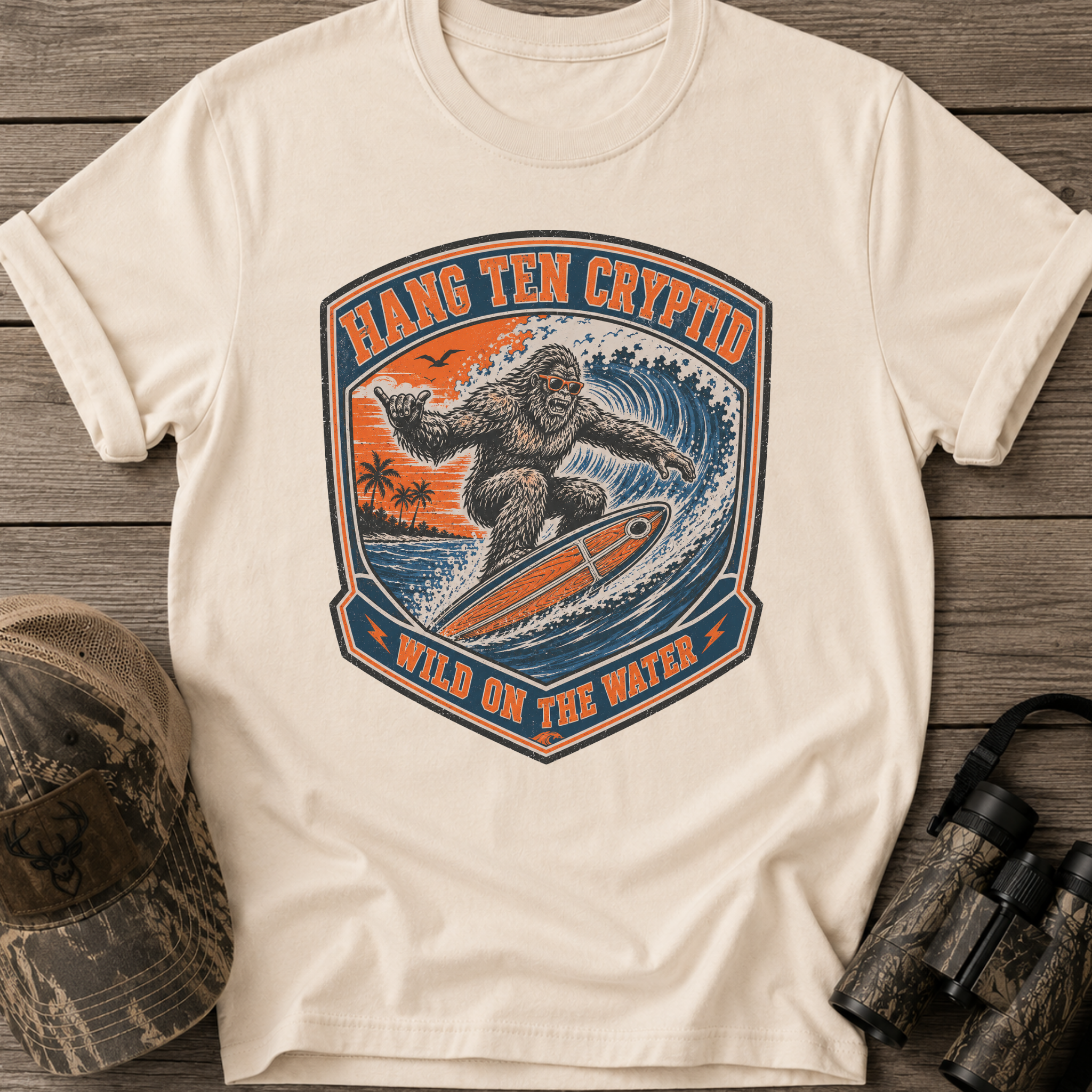 Bigfoot Surfing Badge T-Shirt